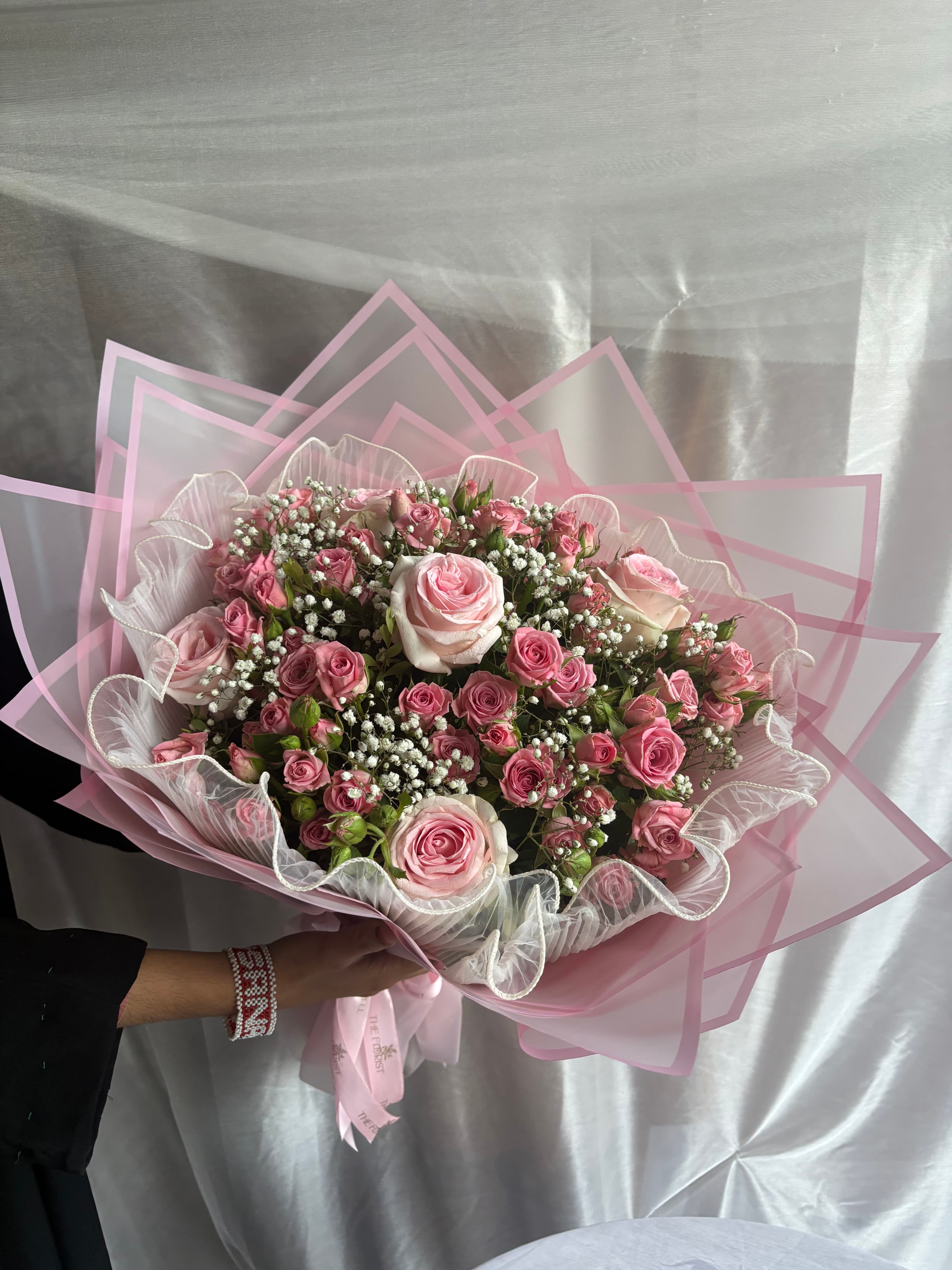 Pink Petal Cloud — Pink Rose & Spray Rose Bouquet