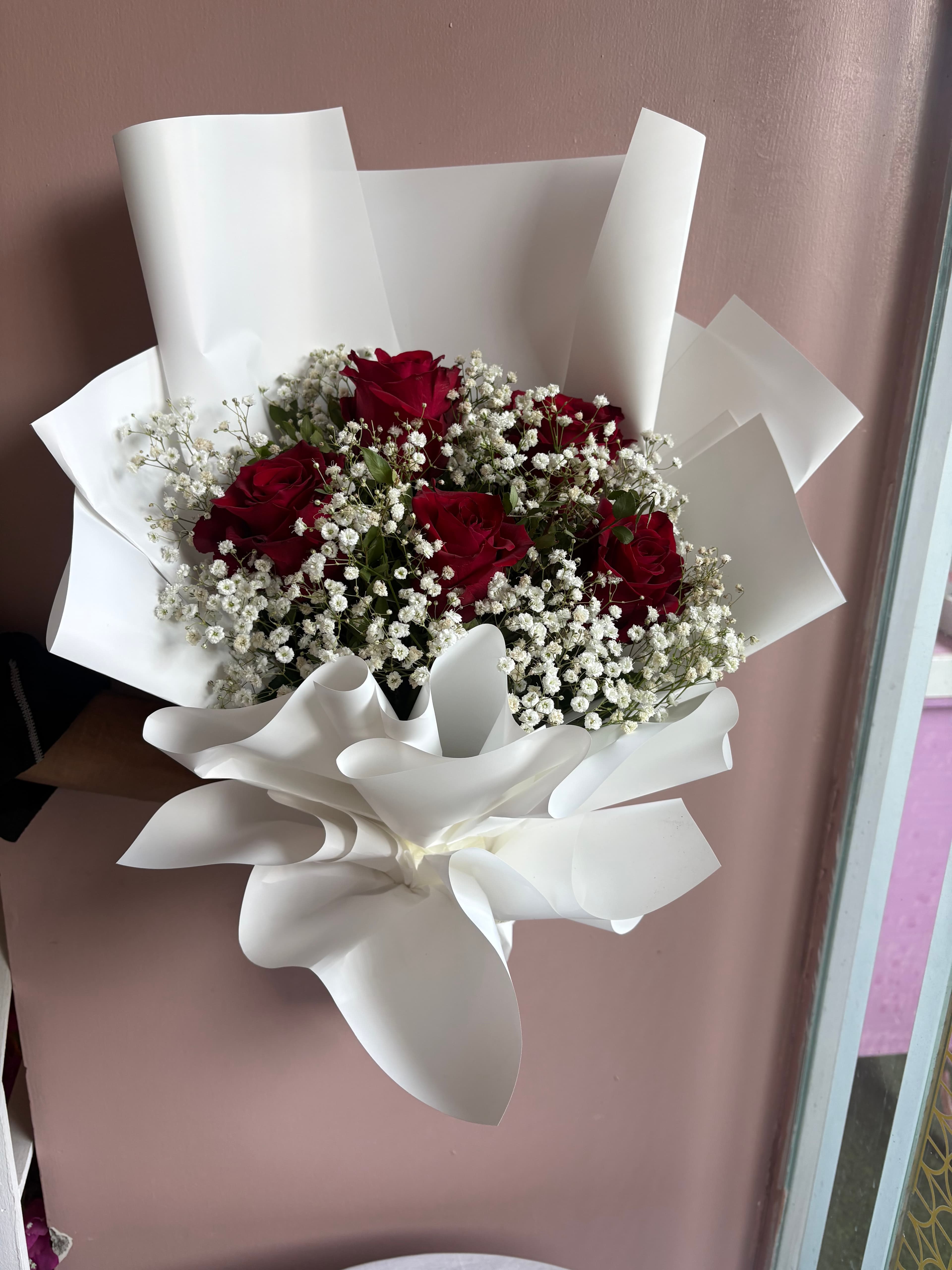 First Blush — Red Rose & Baby's Breath Bouquet